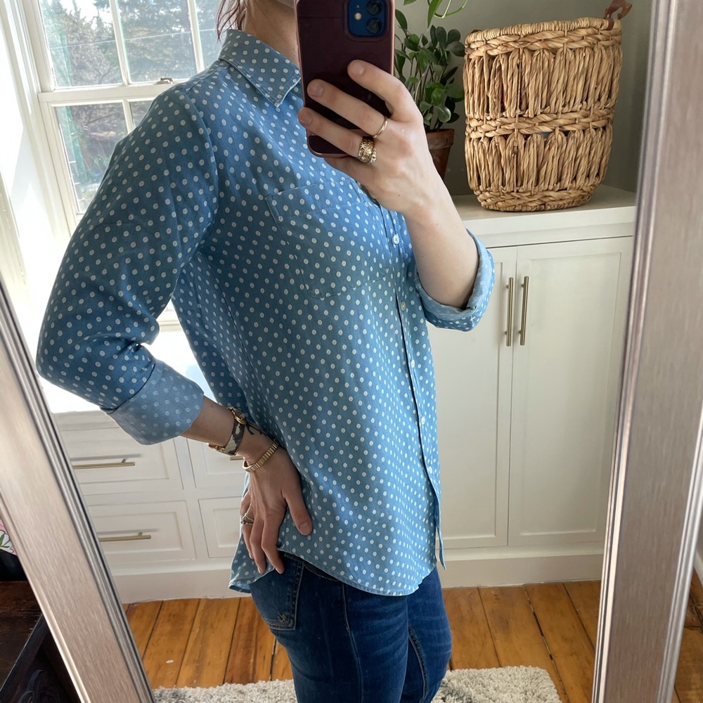 Loft dotted chambray tunic shirt.